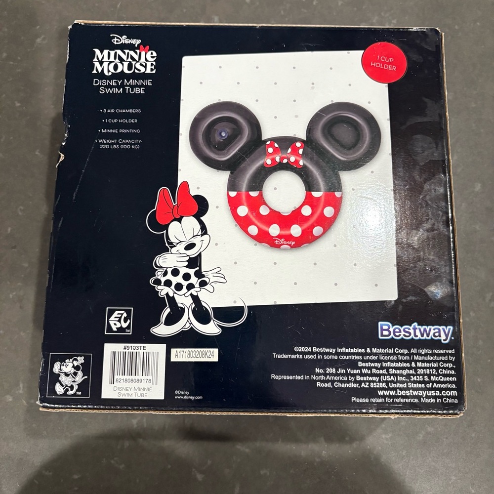 Disney Minnie Mouse Swim Tube - Black & Red with Polka Dot Bow